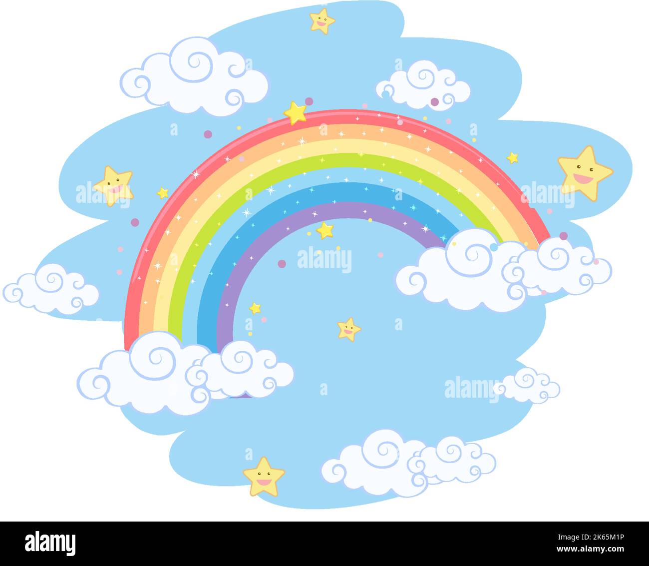 Pastel rainbow with clouds isolated illustration Stock Vector Image ...