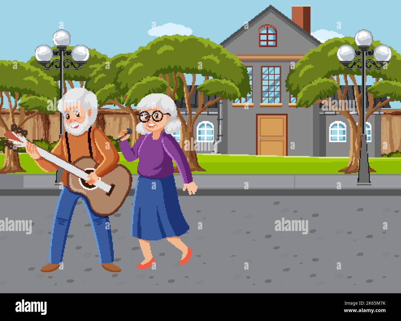 Outdoor park with elderly people illustration Stock Vector Image & Art ...