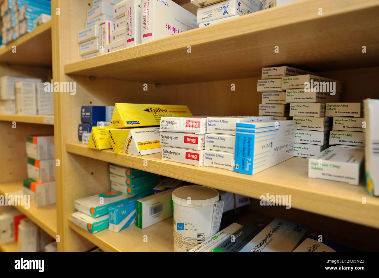 File photo dated 17/06/08 of medicines and drugs on a shelf, as one in five people are incorrectly storing their medicines in a bathroom cabinet, a new survey has found. Stock Photo