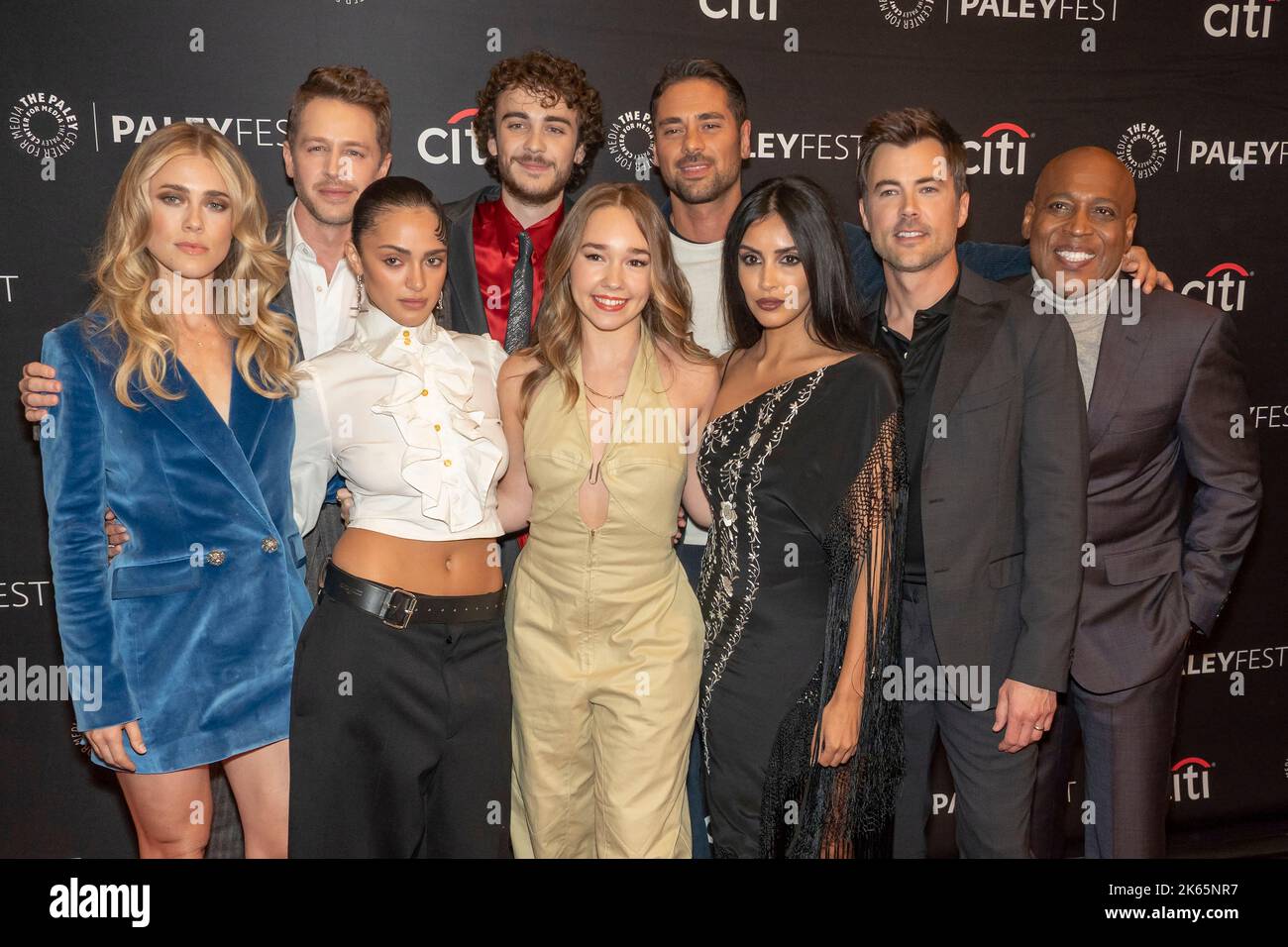 New York, United States. 11th Oct, 2022. (L-R) Melissa Roxburgh, Josh Dallas, Luna Blaise, Ty Doran, Holly Taylor, J.R. Ramirez, Parveen Kaur, Matt Long and Daryl Edwards attend the 'Manifest' season 4 screening during 2022 PaleyFest NY at Paley Museum in New York City. Credit: SOPA Images Limited/Alamy Live News Stock Photo