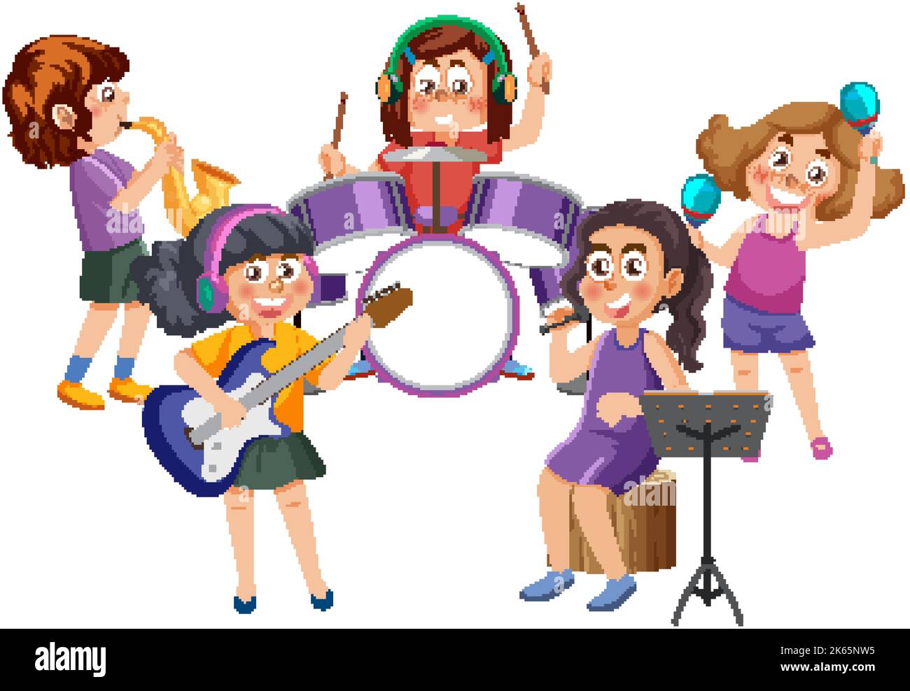 Kids playing musical instruments illustration Stock Vector Image & Art ...