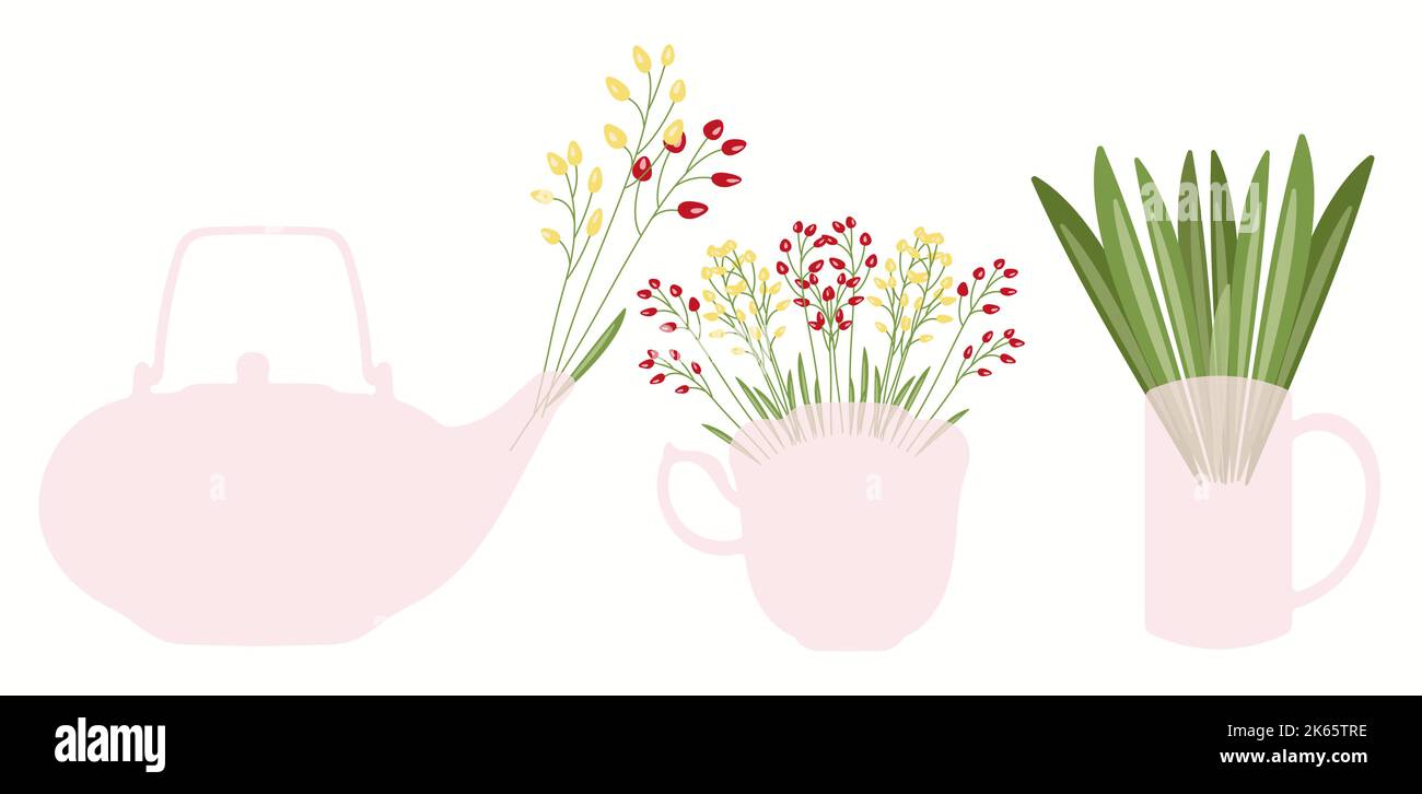 Teapot and cups Stock Vector Image & Art - Alamy