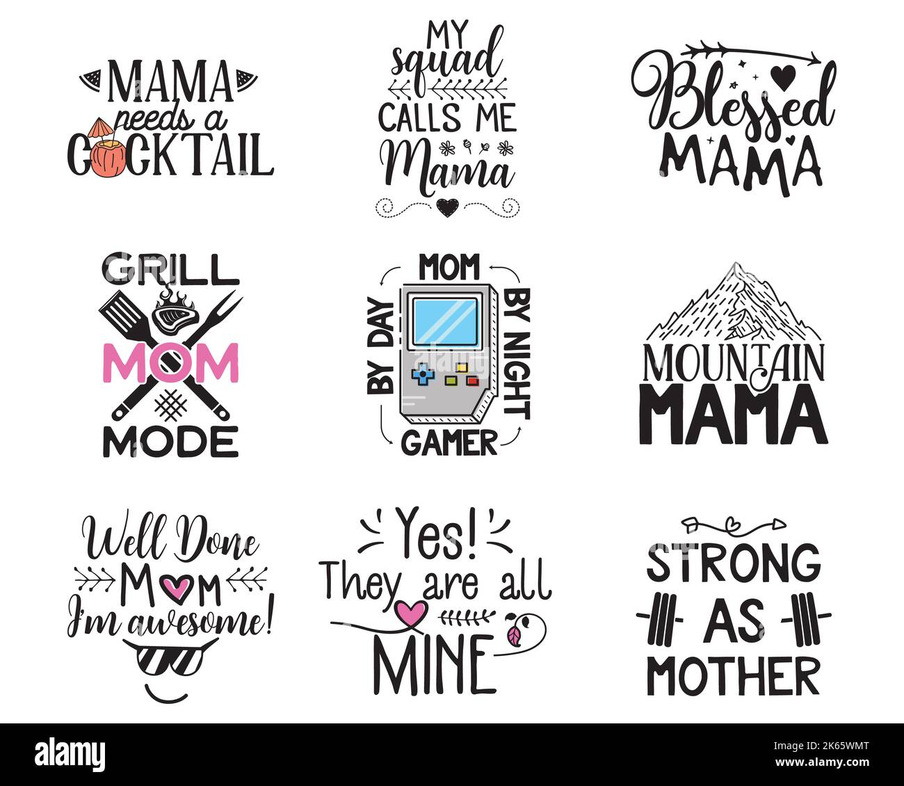 Different Thematic Banners With Funny Quotes About Mama Stock Photo Alamy different-thematic-banners-with-funny-quotes-about-mama-stock-photo-alamy