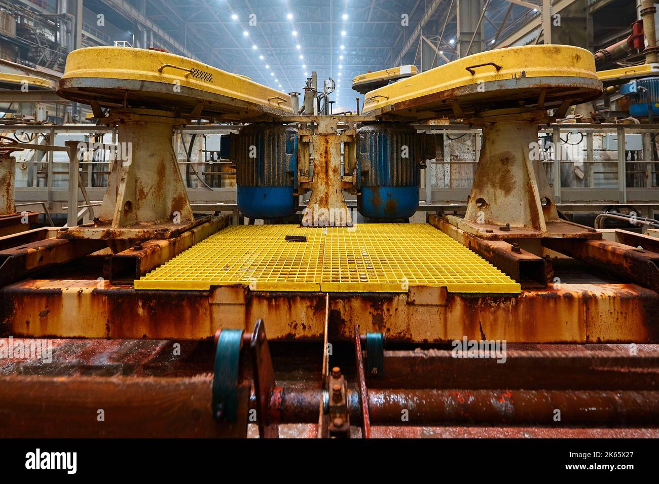 Set of floatation machines separating mineral ore at plant Stock Photo