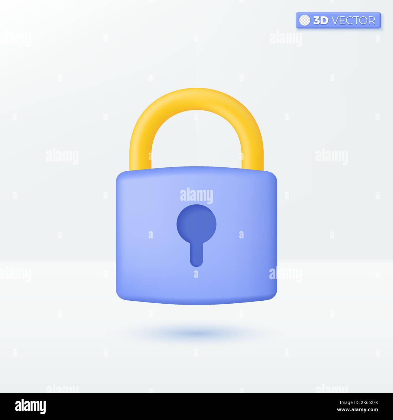 Lock icon symbols. Security, encryption, safety, privacy, cyber protection or antivirus concept. 3D vector isolated illustration design. Cartoon paste Stock Vector