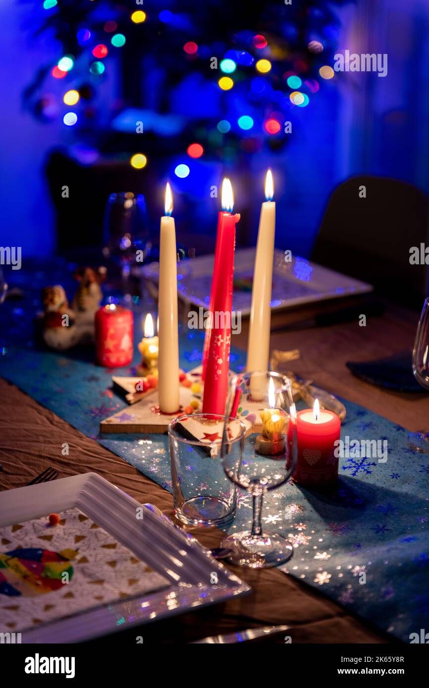 Multicolored Christmas bokeh Stock Photo