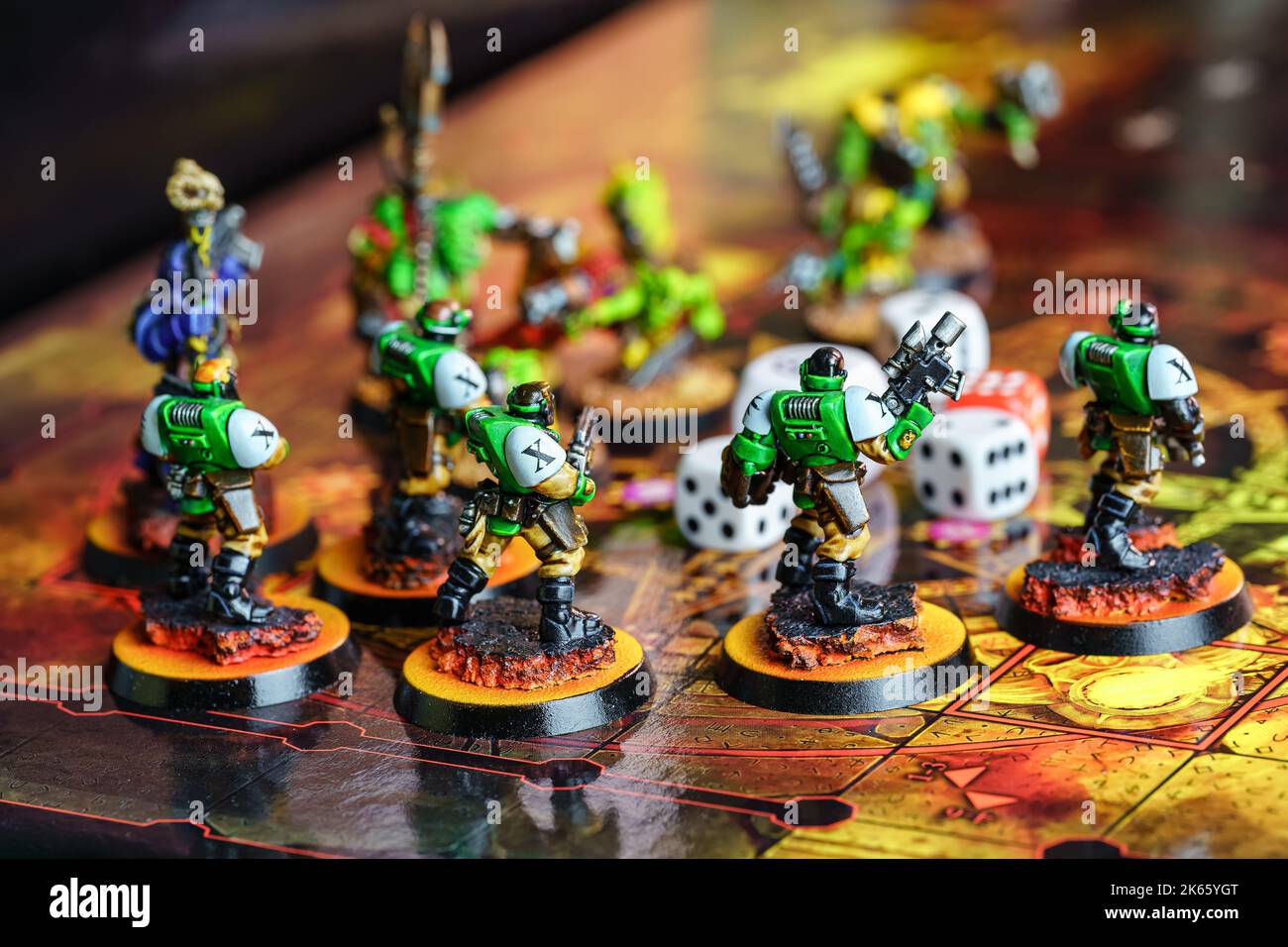 Miniature figures of role-playing board games to enjoy among several participants. Stock Photo