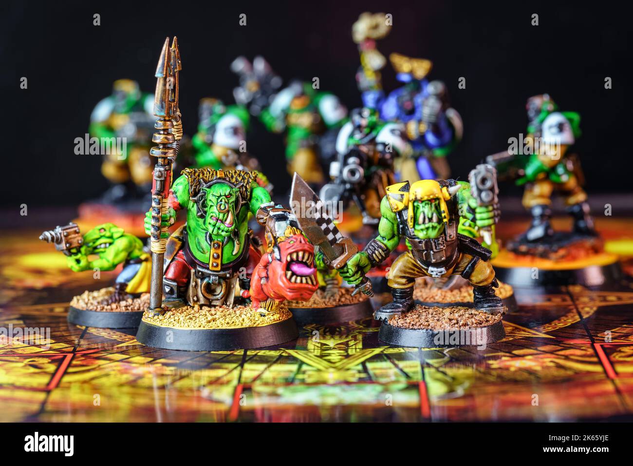 Different figures of warriors to participate in role-playing board games among several participants. Stock Photo