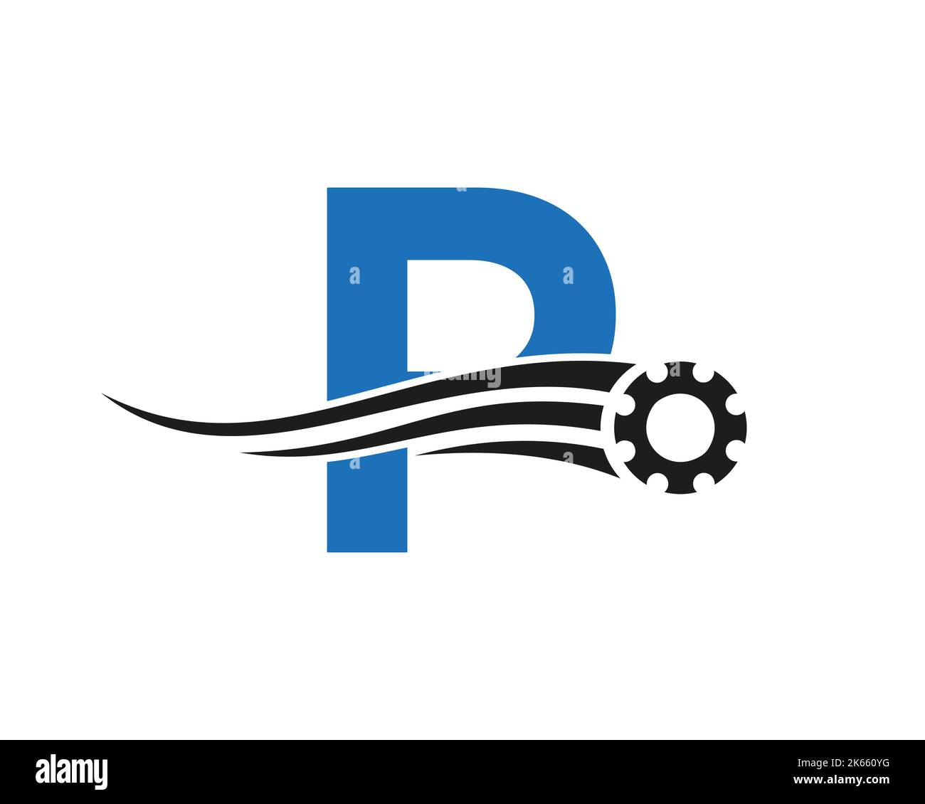 Letter P Gear Cogwheel Logo. Automotive Industrial Icon, Gear Logo, Car