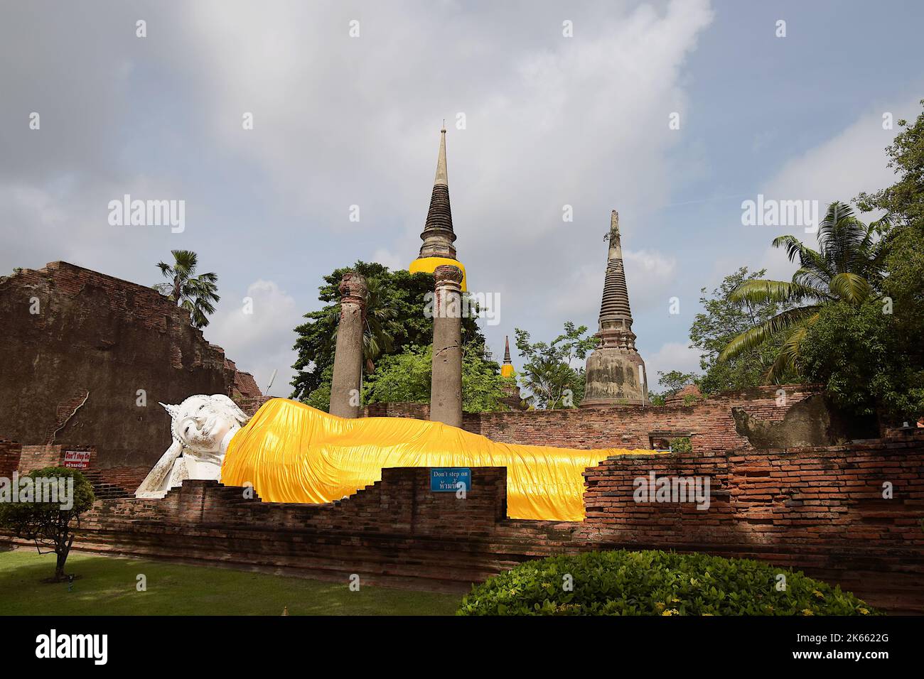 Wihan Phra Phuttha Saiyat or the Vihara of the Reclining Buddha in Wat Yai Chai Mongkhon, located off the city island in southeastern Ayutthaya Stock Photo