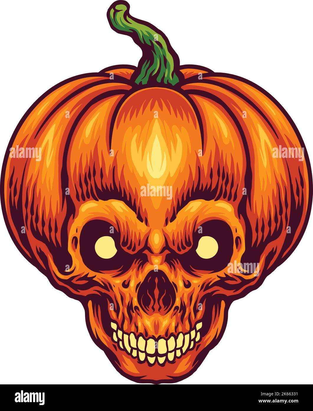Halloween jack o lantern pumpkin skull head Vector illustrations for ...