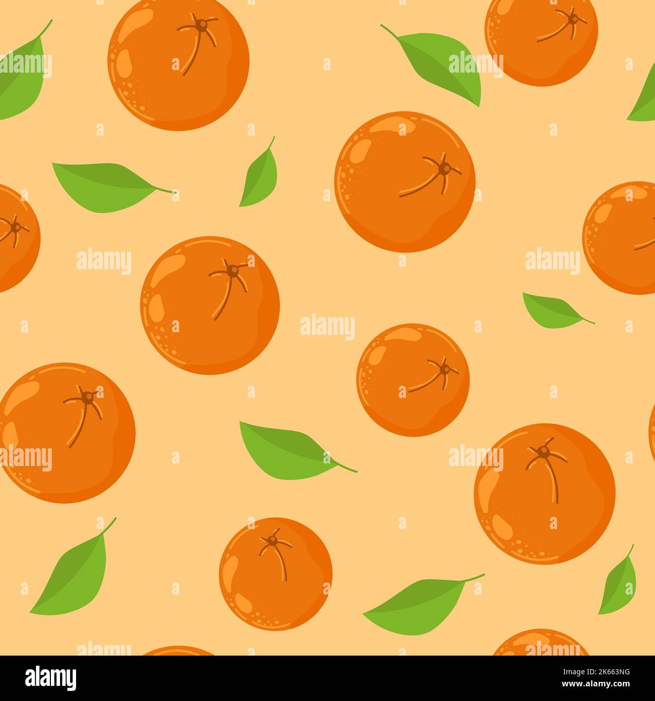 Handdrawn fruit seamless patter with orange, vector illustration, on background Stock Vector
