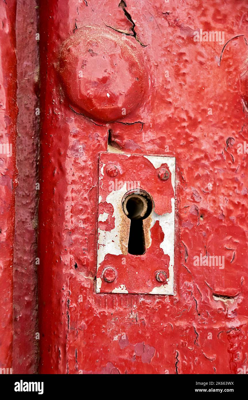 lock in a red door Stock Photo