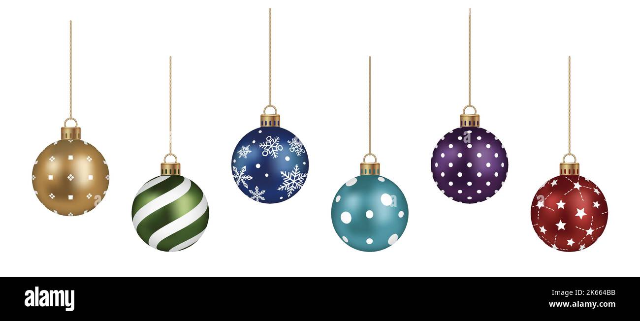 Realistic Christmas Ball Vector Illustration Set Isolated On A White ...