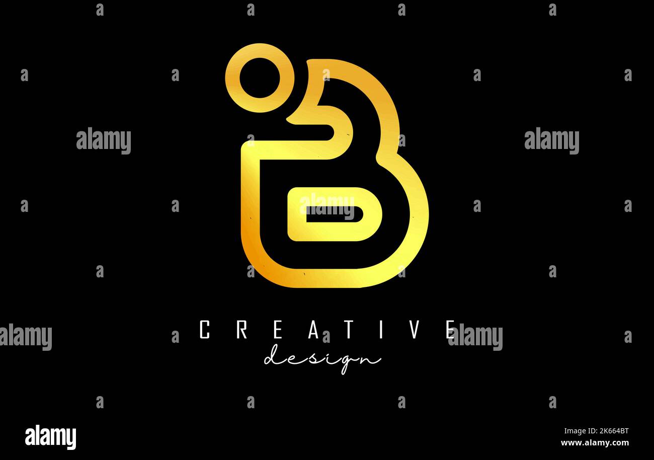 Outline golden letter B logo with a minimalist and gradient design ...