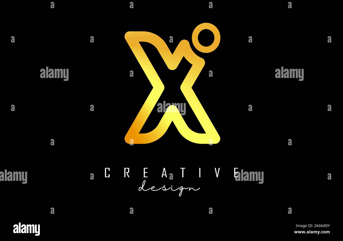 Outline golden letter X logo with a minimalist and gradient design ...