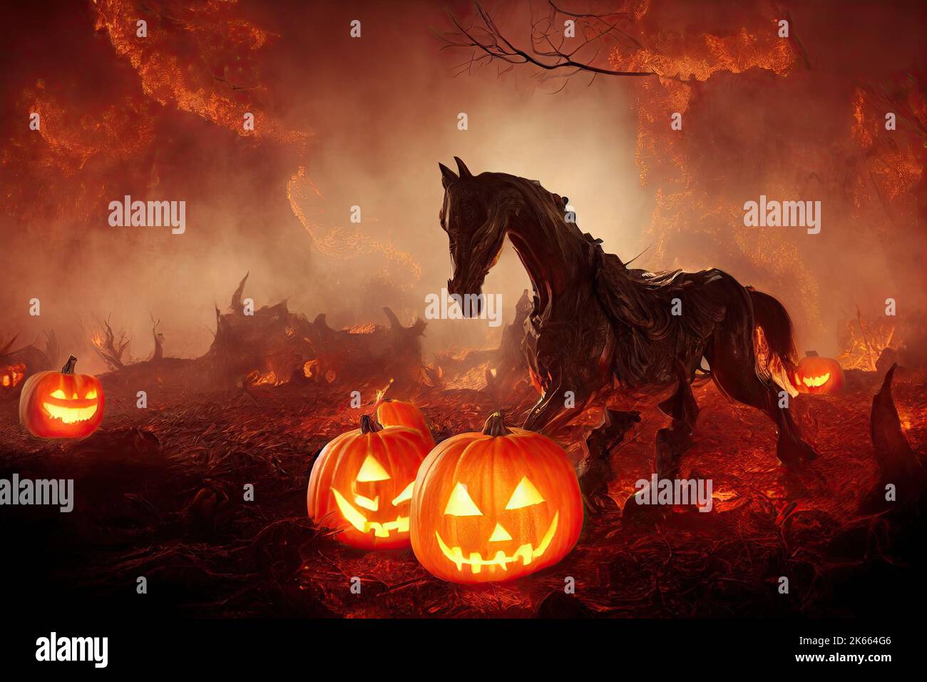 Halloween Pumpkin Curse Fire Headless Horseman