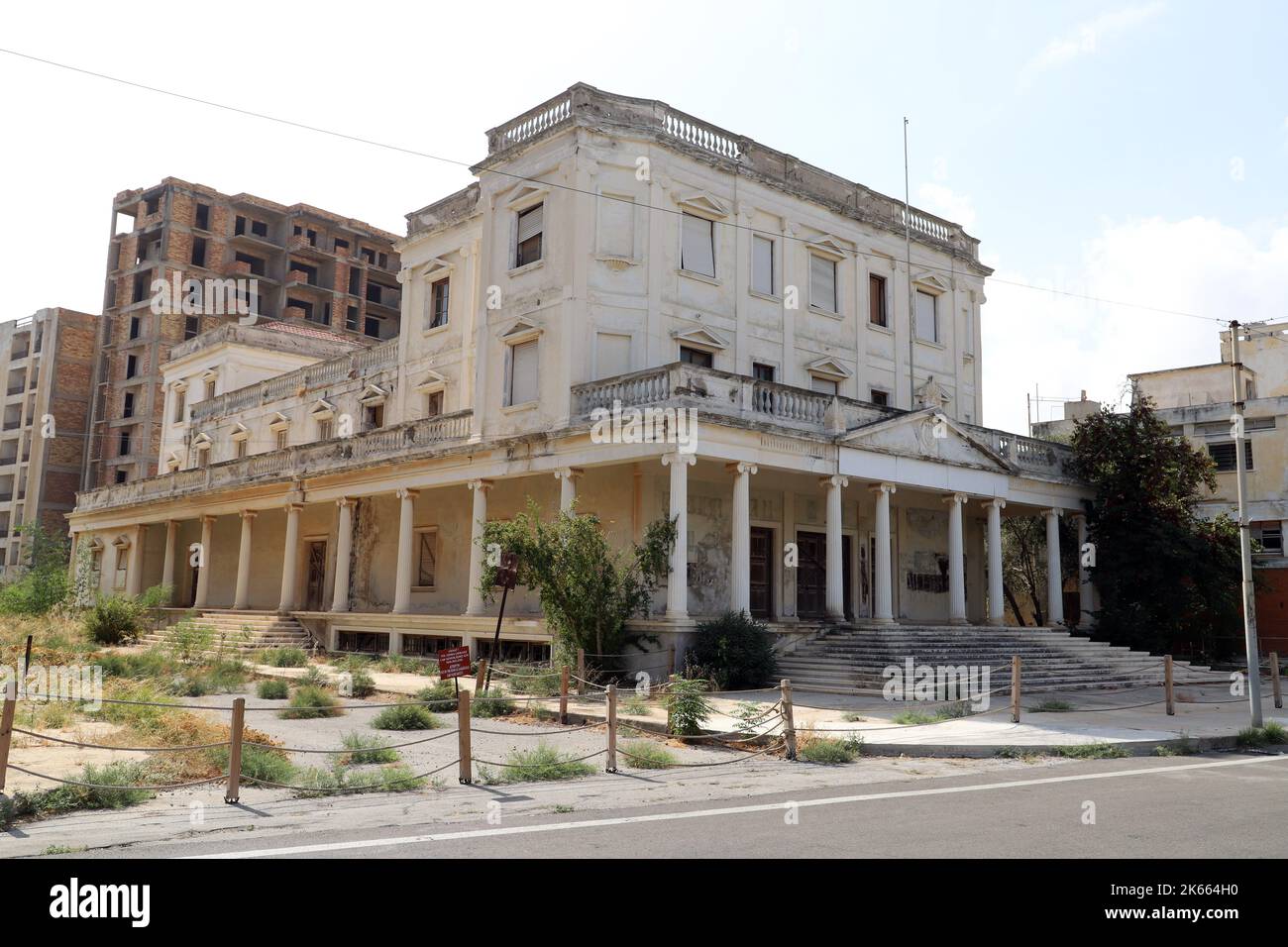 Abandoned opera house in Varosha Ghost Town; Famagusta (Gazimagusa); Turkish Replublic of Northern Cyprus Stock Photo