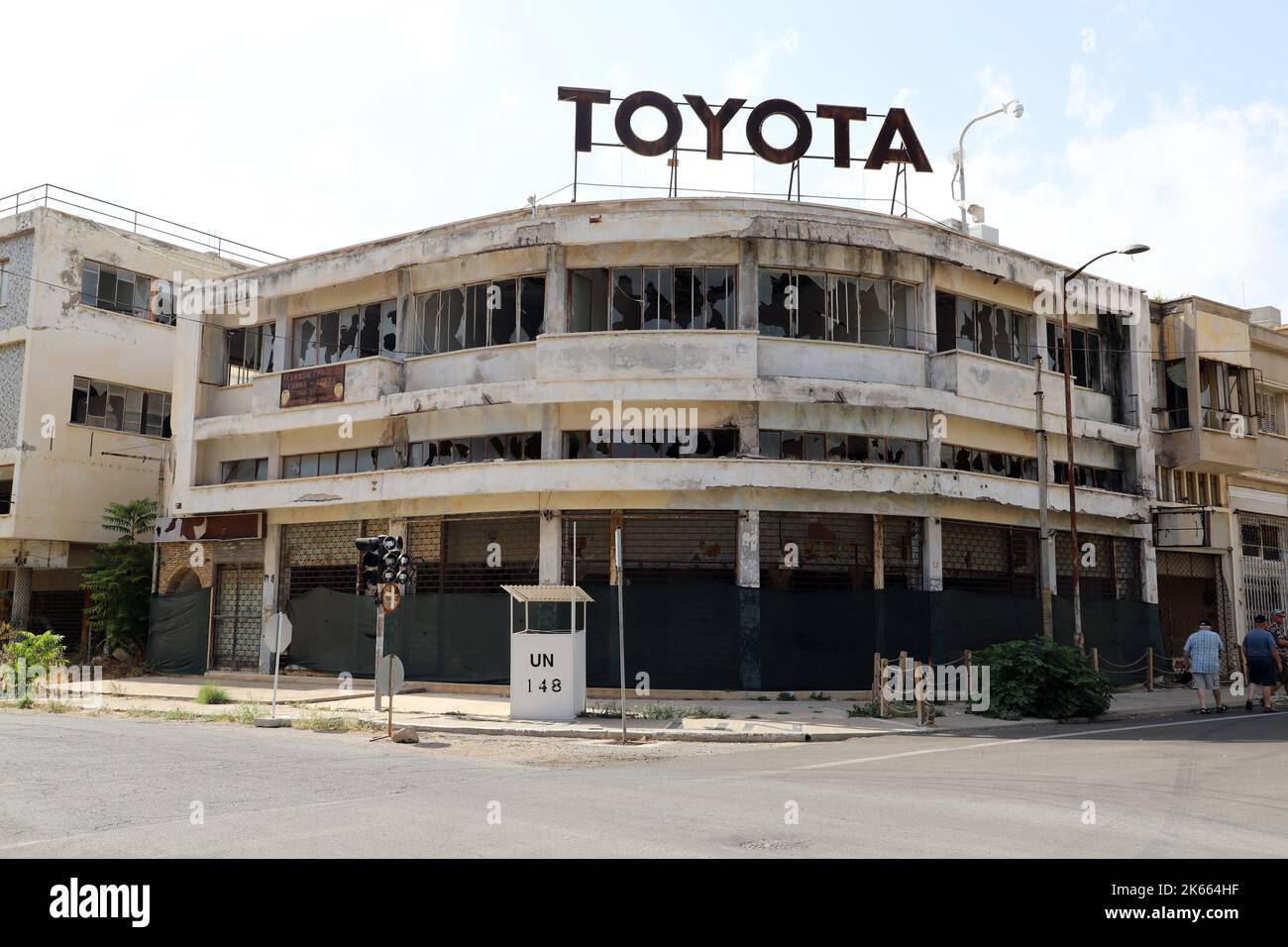 Abandoned Toyota car showroom, Varosha Ghost Town; Famagusta (Gazimagusa); Turkish Replublic of Northern Cyprus Stock Photo