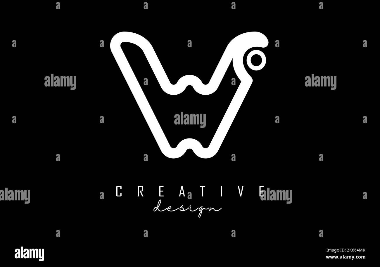 Outline white letter w logo with a minimalist and gradient design ...