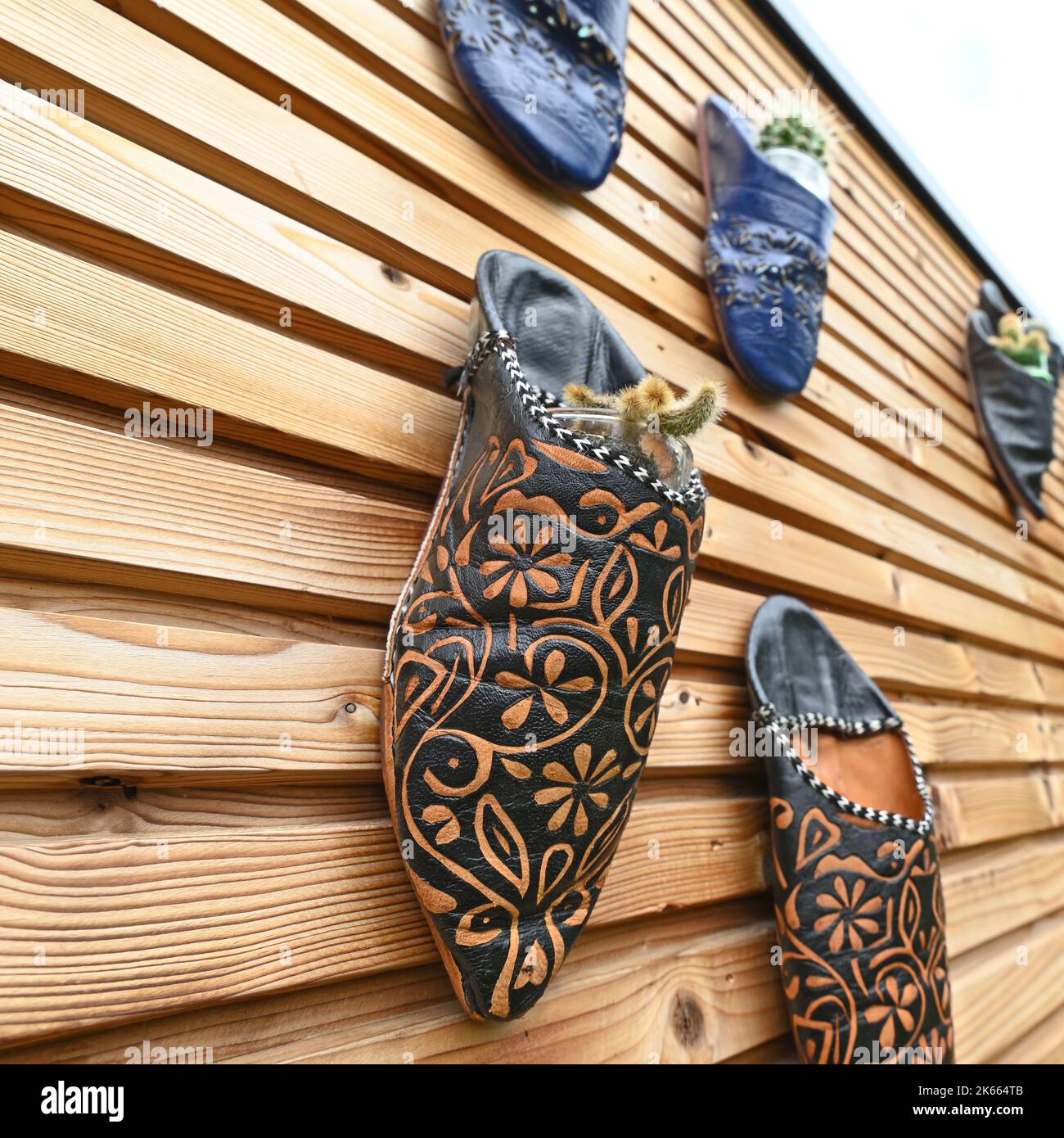 Colorful moroccan handmade leather shoes called souks Stock Photo Alamy