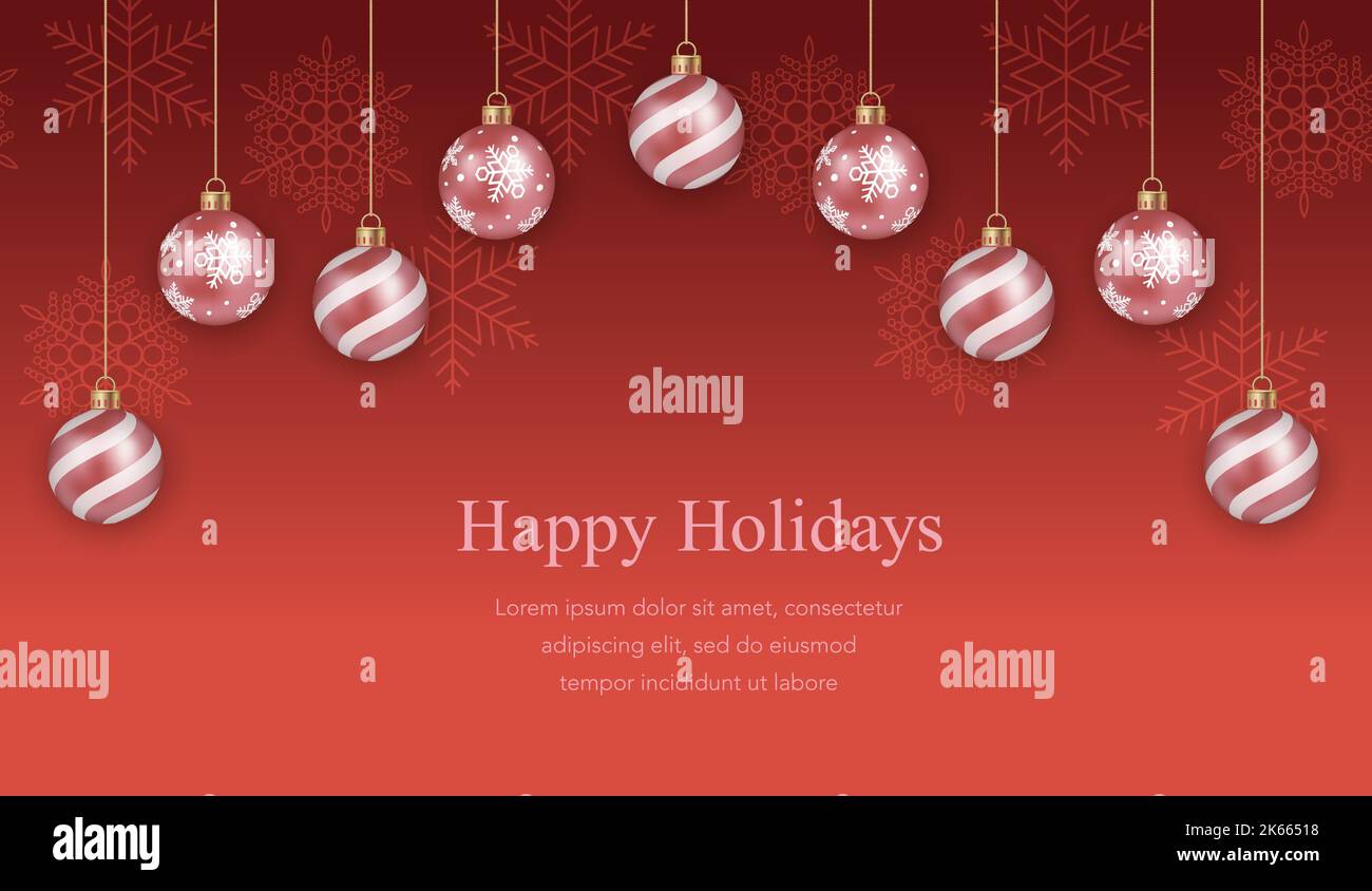 Seamless Vector Background With Christmas Balls And Tex Space. Horizontally Repeatable. Stock Vector