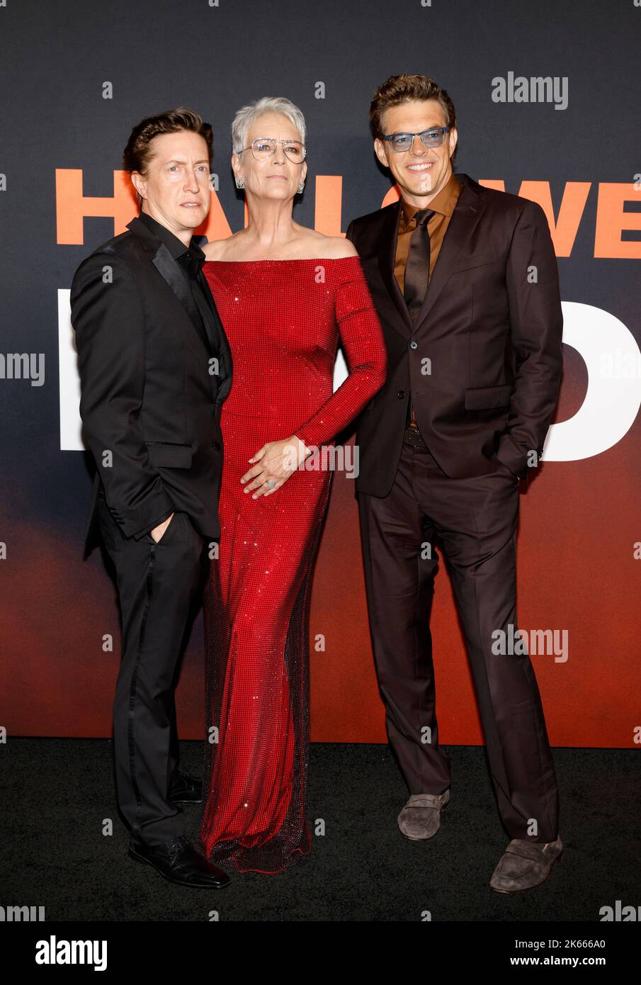 Los Angeles, USA. 11th Oct, 2022. Los Angeles, USA - Oct 11, 2022:David Gordon Green, Jamie Lee Curtis and Jason Blum attend the premiere of 'Halloween Ends' held at TCL Chinese Theatre Credit: Ovidiu Hrubaru/Alamy Live News Stock Photo