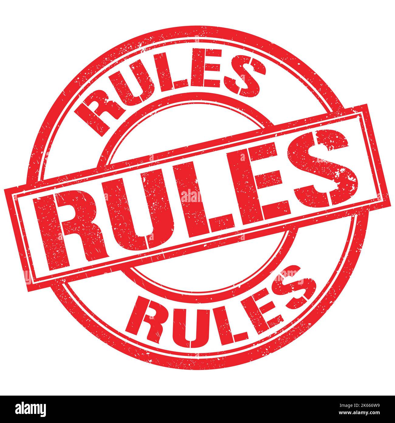 RULES text written on red round stamp sign Stock Photo - Alamy