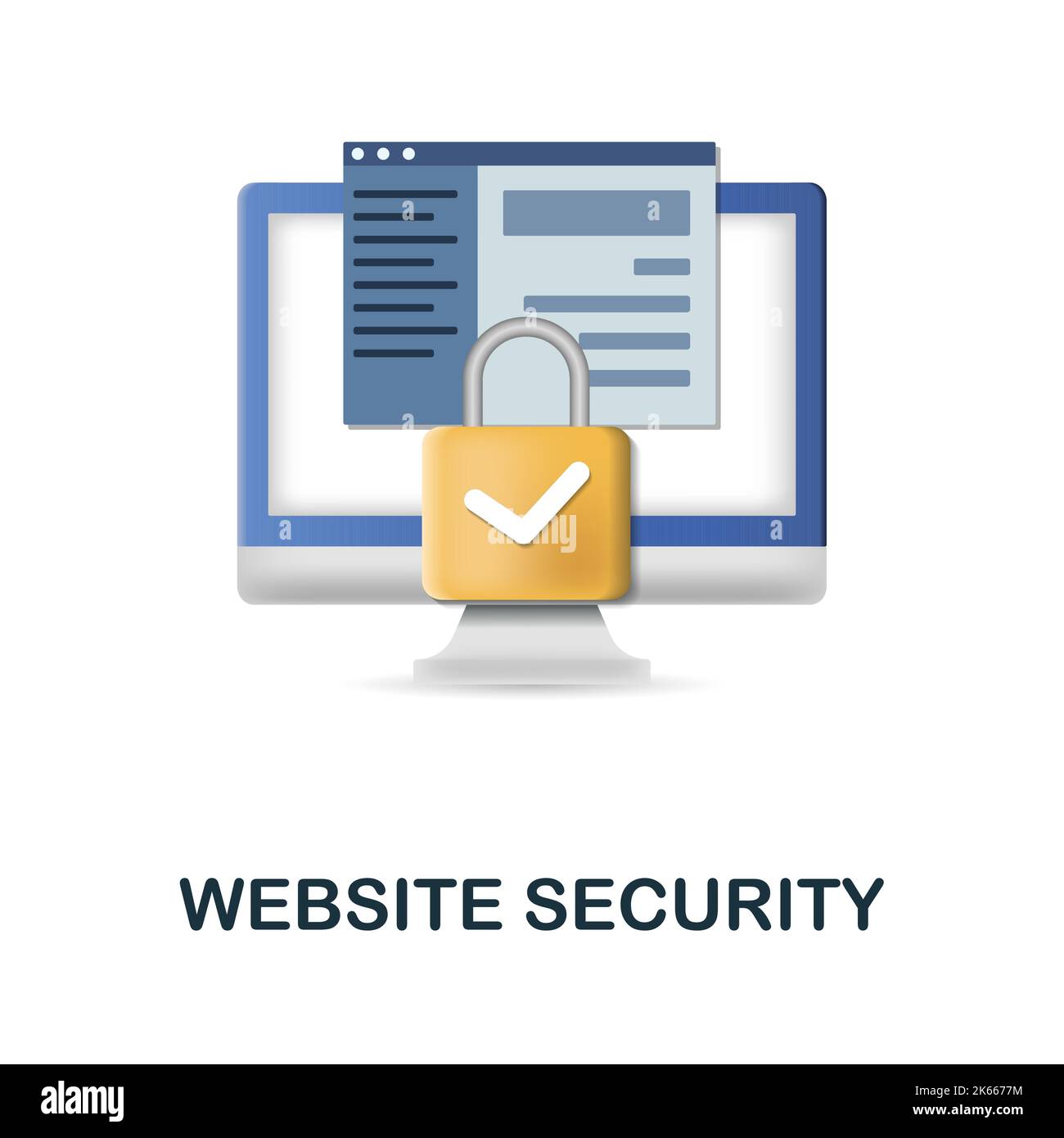 Website Security icon. 3d illustration from web development collection. Creative Website Security 3d icon for web design, templates, infographics and Stock Vector