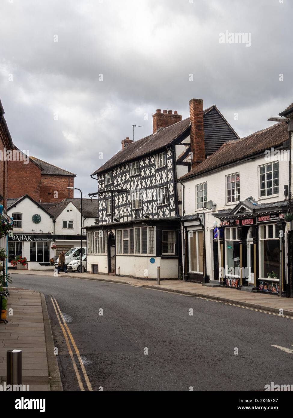 Street scene in summer in the market town of Tenbury Wells