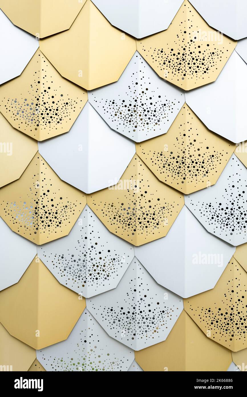 Gold and silver modern architecture facade background. Stock Photo