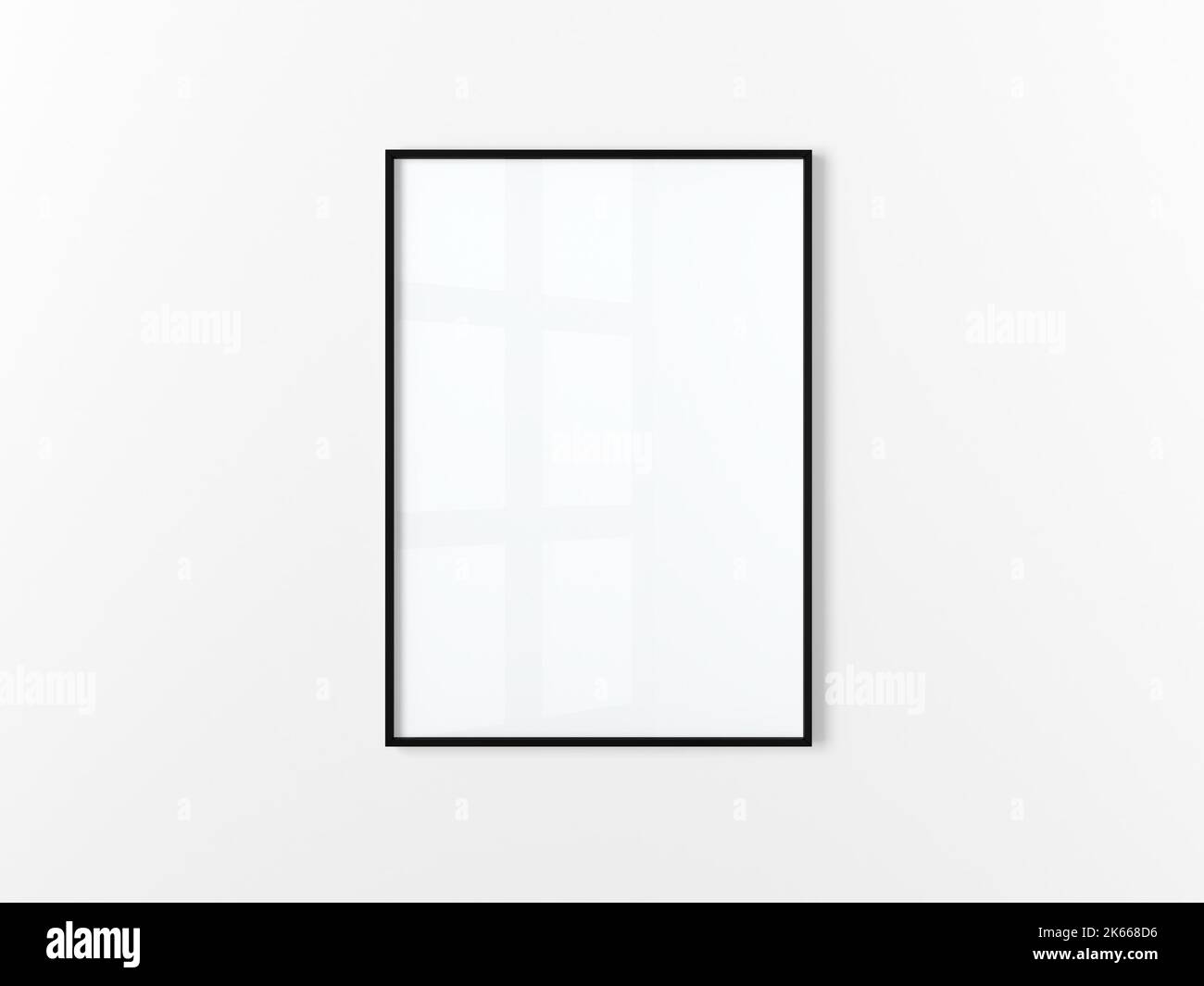 Blank frame. Poster mockup. Vertical frame hanging on a white wall