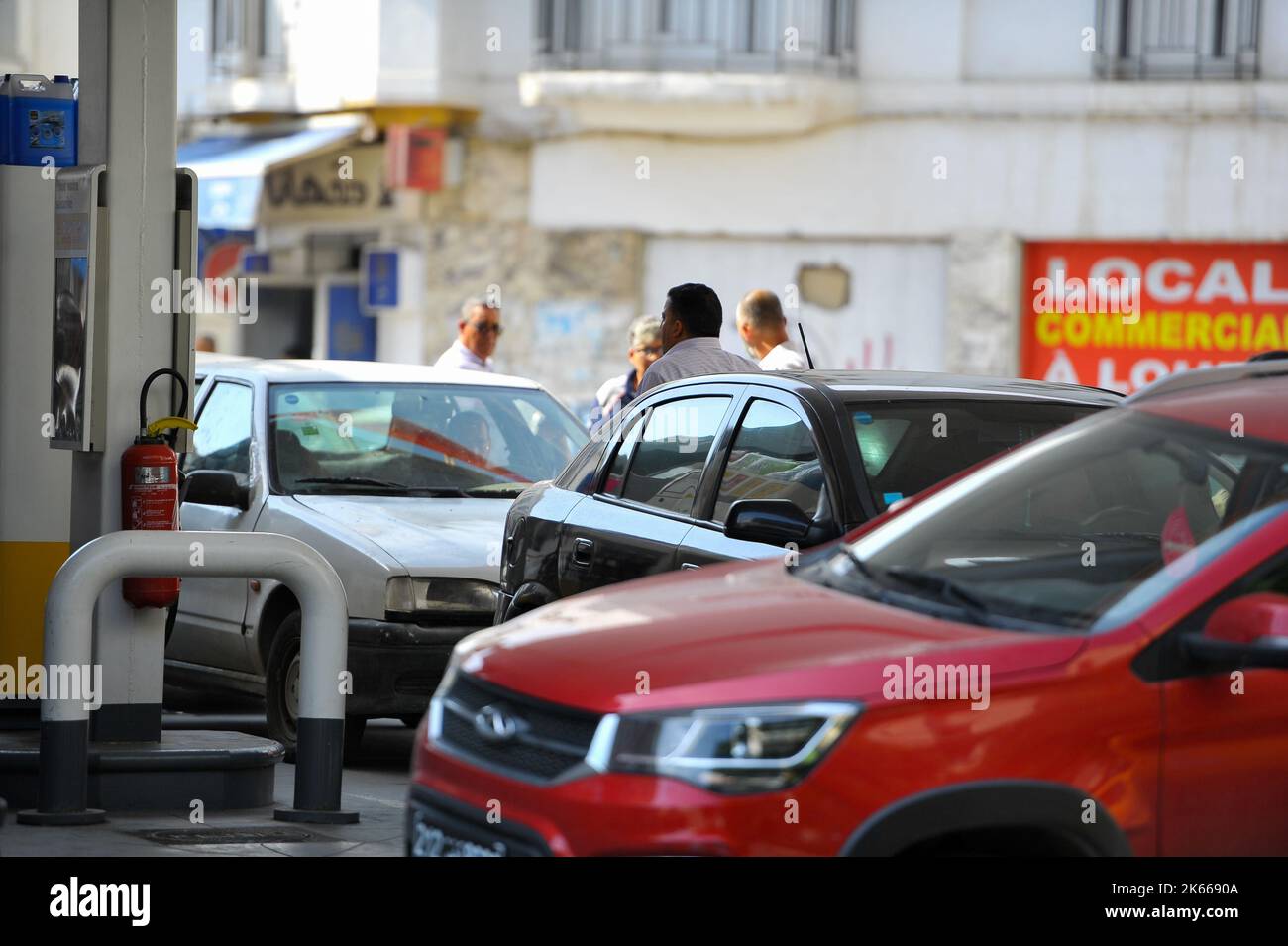 Tunis, Tunisia. 11th Oct, 2022. Tunis, Tunisia. October 11, 2022. Long queues of motorists outside petrol stations in Tunis and neighbouring cities trying to fill their tanks. Since the 9th October, some petrol stations around the capital have run out of fuel, with long lines of cars stretching outside other petrol stations in search of fuel. Tunisia's Energy Minister, Naila Nouira Gonji, has blamed the fuel supply crisis on turmoil in the global market and global distribution problems, as well as on the consumers' behaviour of buying more fuel than needed (Credit Image: © Hasan Mrad/IMAGE Stock Photo
