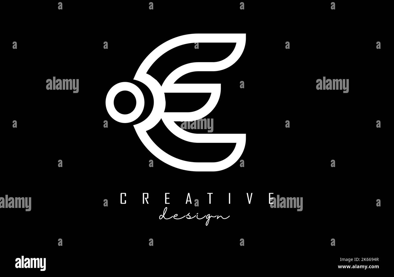 Outline white letter E logo with a minimalist and gradient design ...