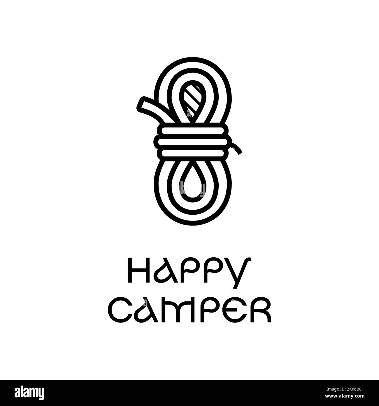 Outline logo of rope and Happy Camper text Stock Photo Alamy