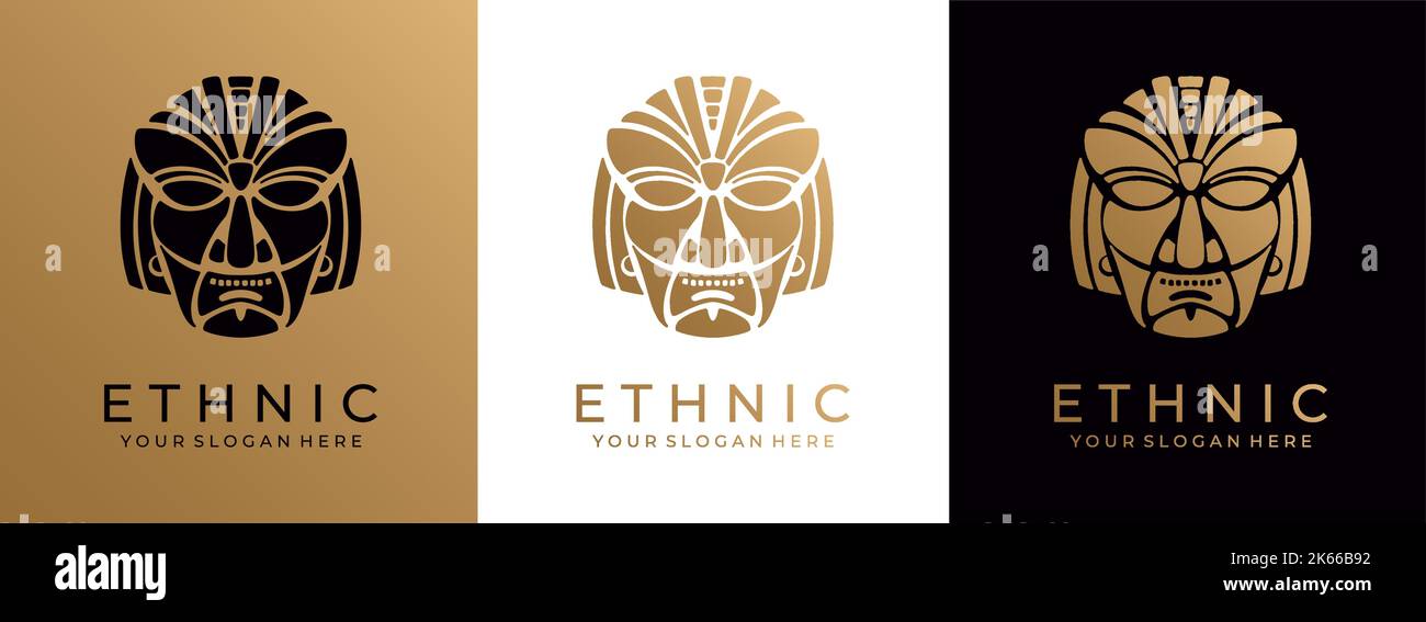 Ethnic mask logo. Aztec and Mayan mask logo for business. Cultural ...