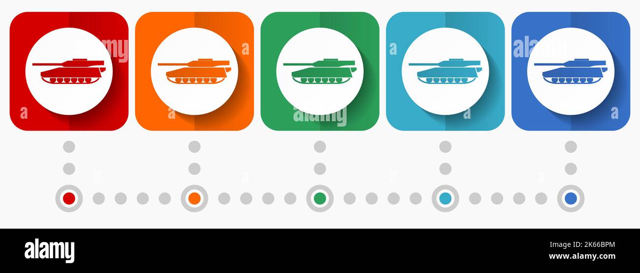 Tank, army, military, war vehicle vector icons, infographic template
