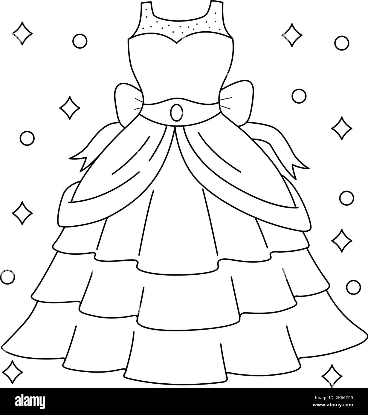 Wedding Gown Coloring Page for Kids Stock Vector Image & Art Alamy