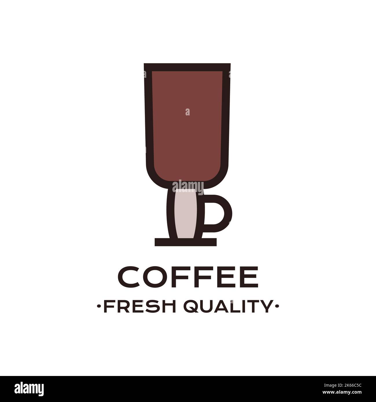 Illustration of latte glass with text on white background Stock Photo