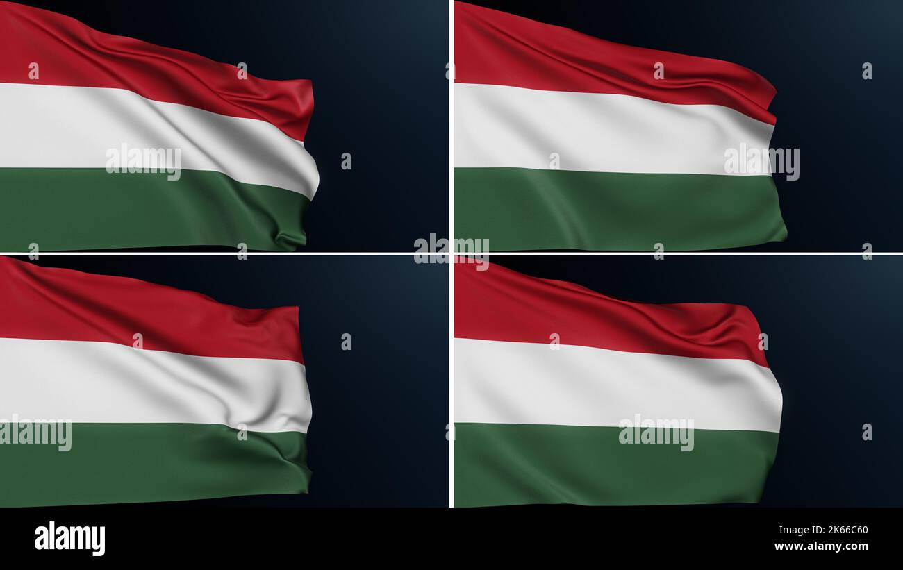 hungary flag budapest national tricolor set of 4 Stock Photo