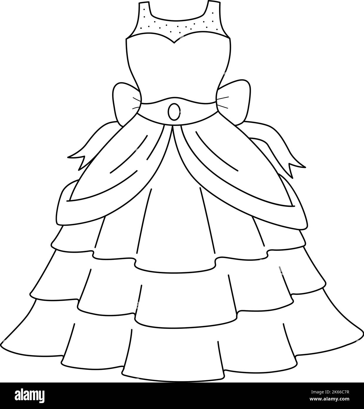 Wedding Gown Isolated Coloring Page for Kids Stock Vector Image & Art ...