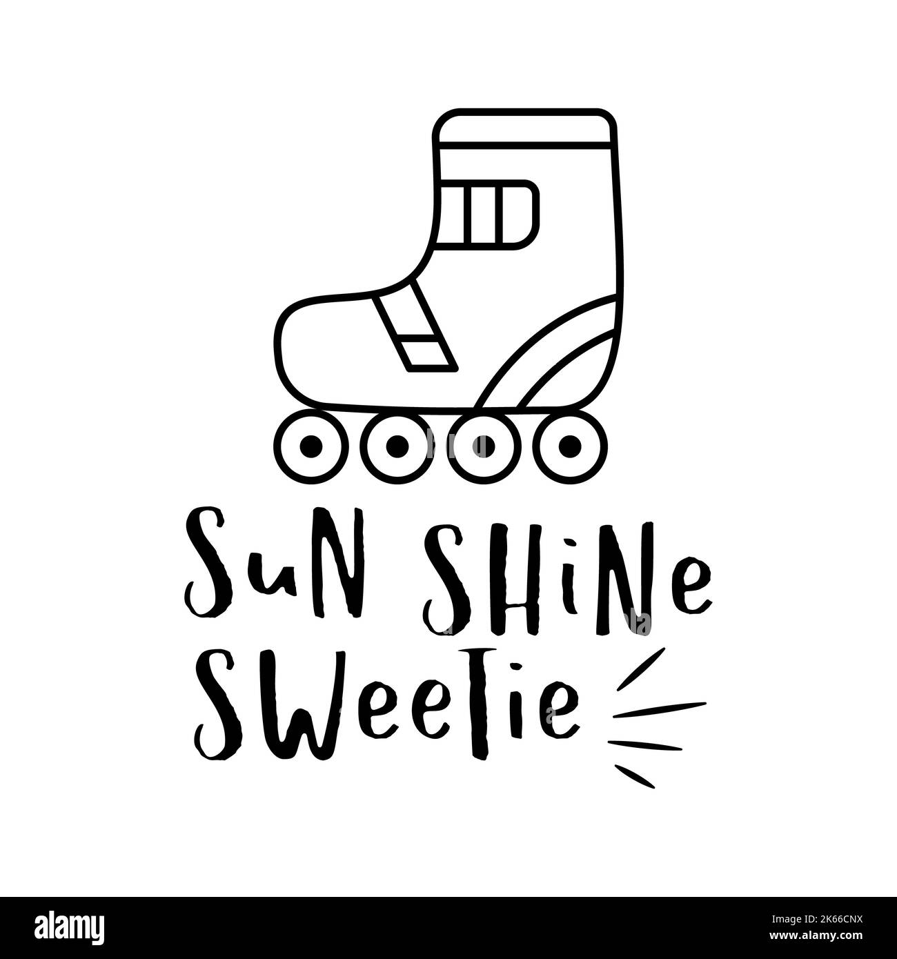 Creative silhouette style illustration of roller blade and Sun Shine