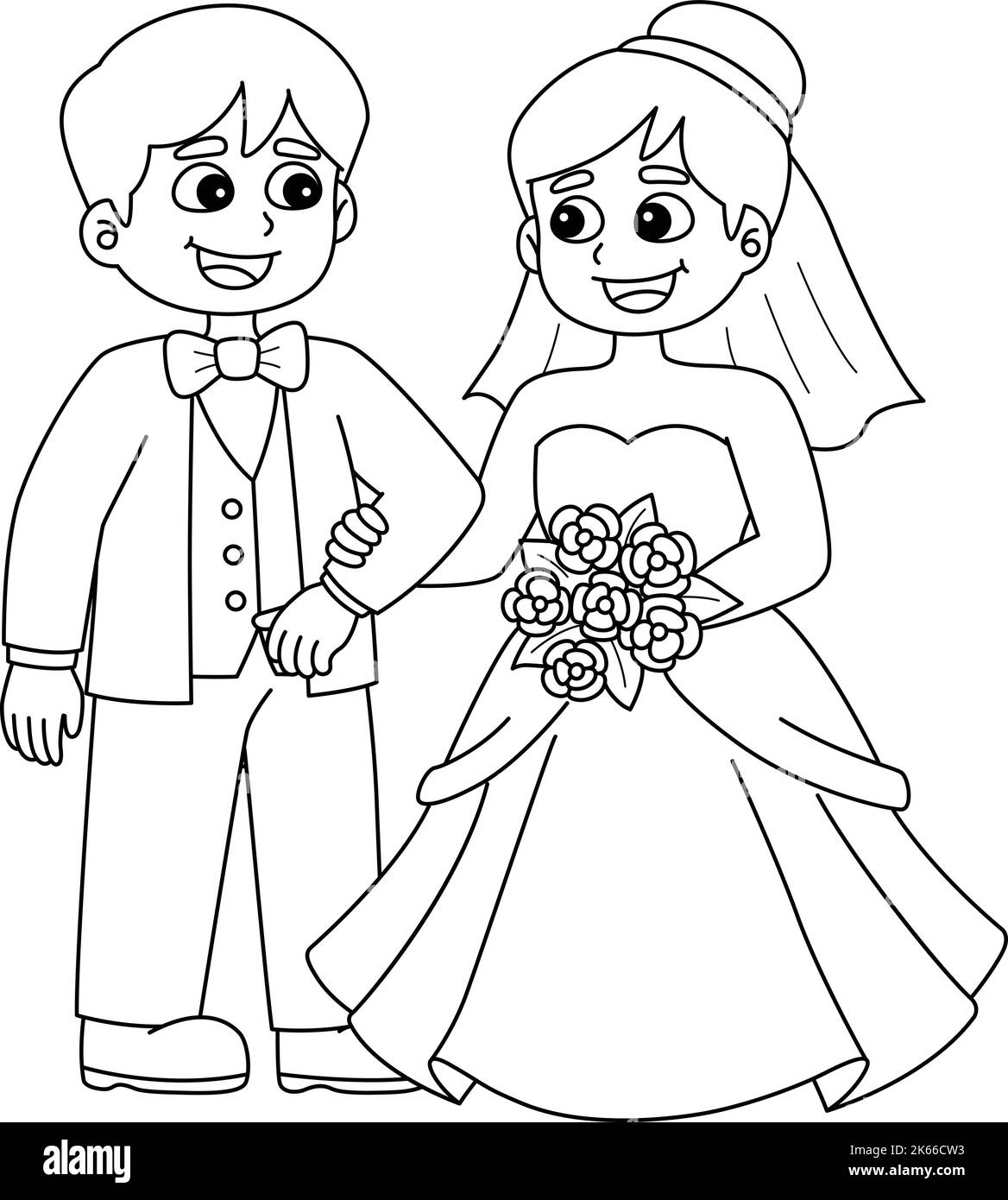 Wedding Groom And Bride Isolated Coloring Page Stock Vector Image & Art