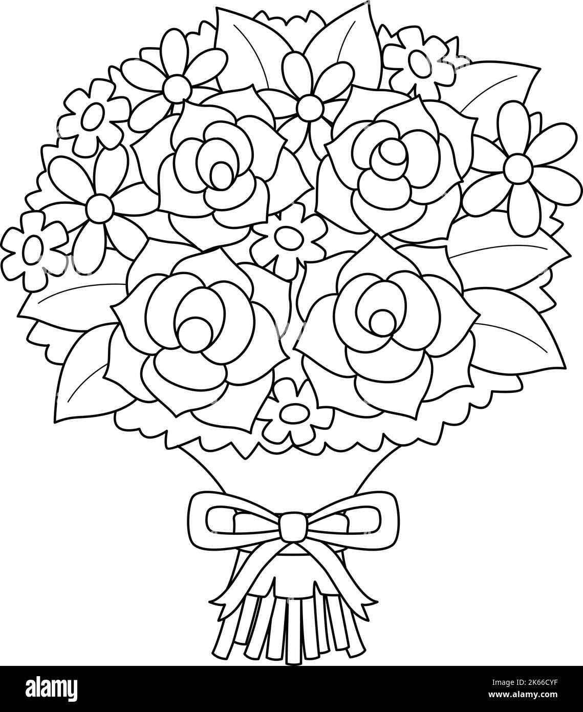 Wedding Flower Bouquet Isolated Coloring Page  Stock Vector