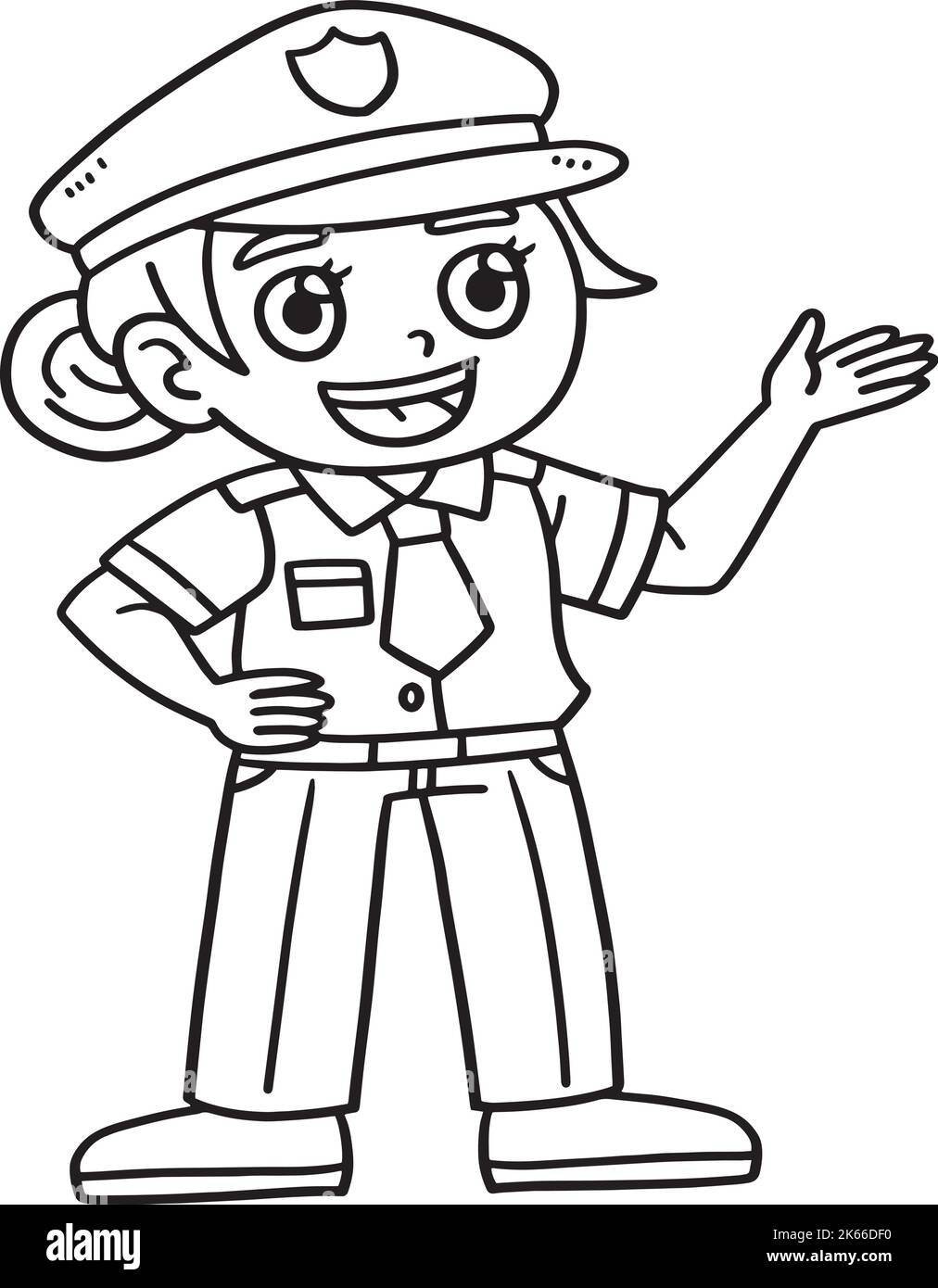 Police Officer Isolated Coloring Page for Kids Stock Vector