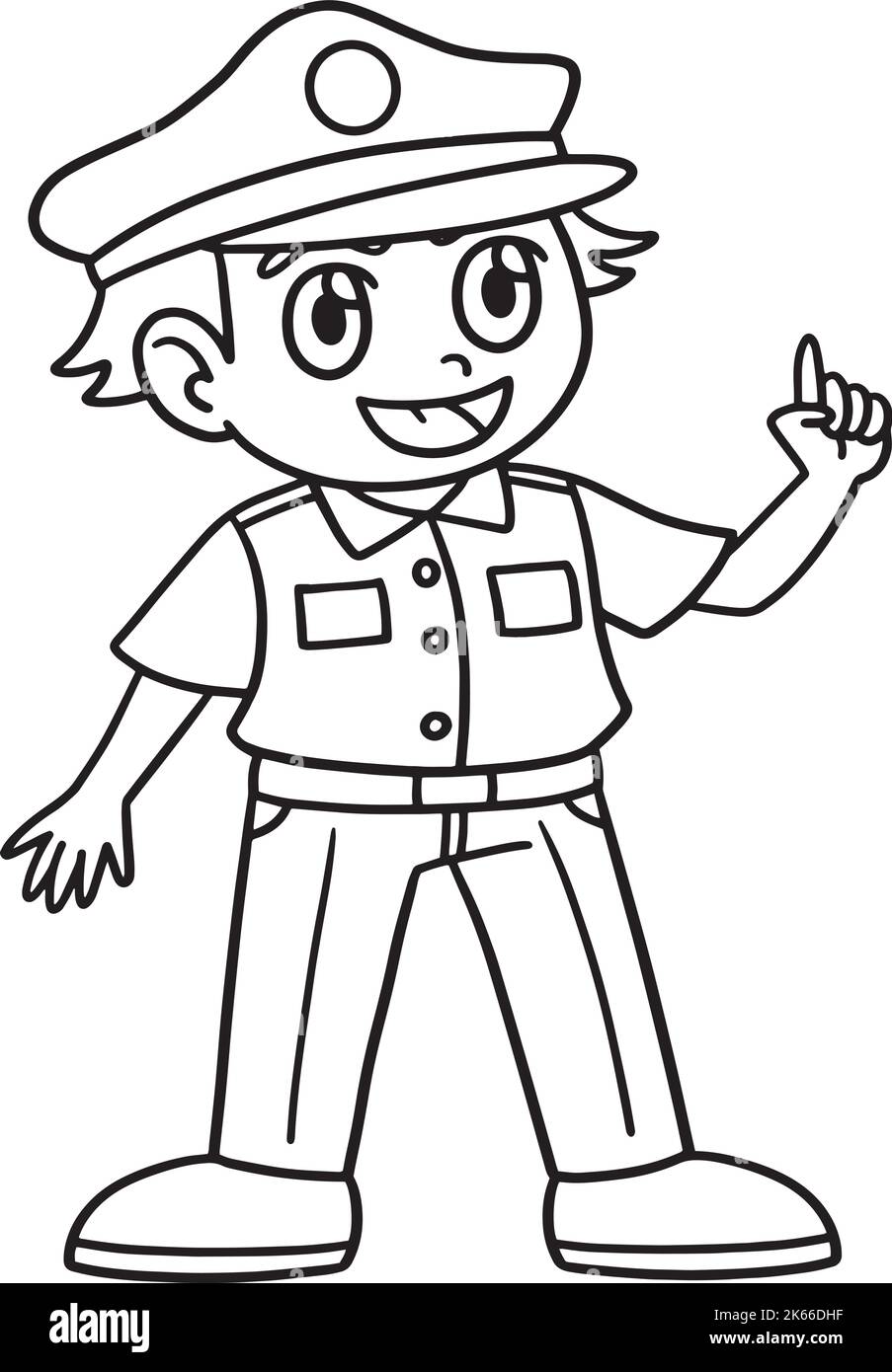 Police Officer Isolated Coloring Page for Kids Stock Vector