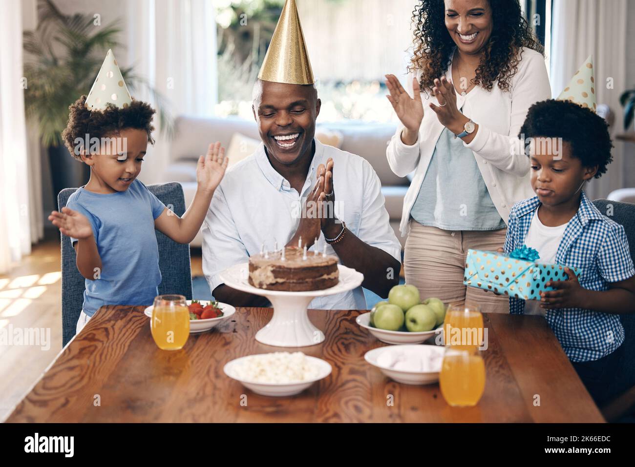 Black boy boys male kids children birthday party hi-res stock 