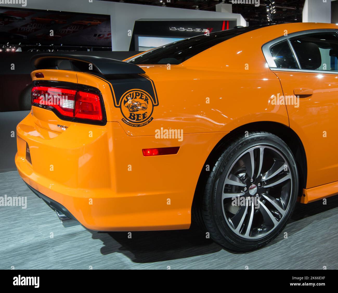 DETROIT, MI/USA - JANUARY 15: A 2014 Dodge Charger Super Bee car at the North American International Auto Show (NAIAS). Stock Photo