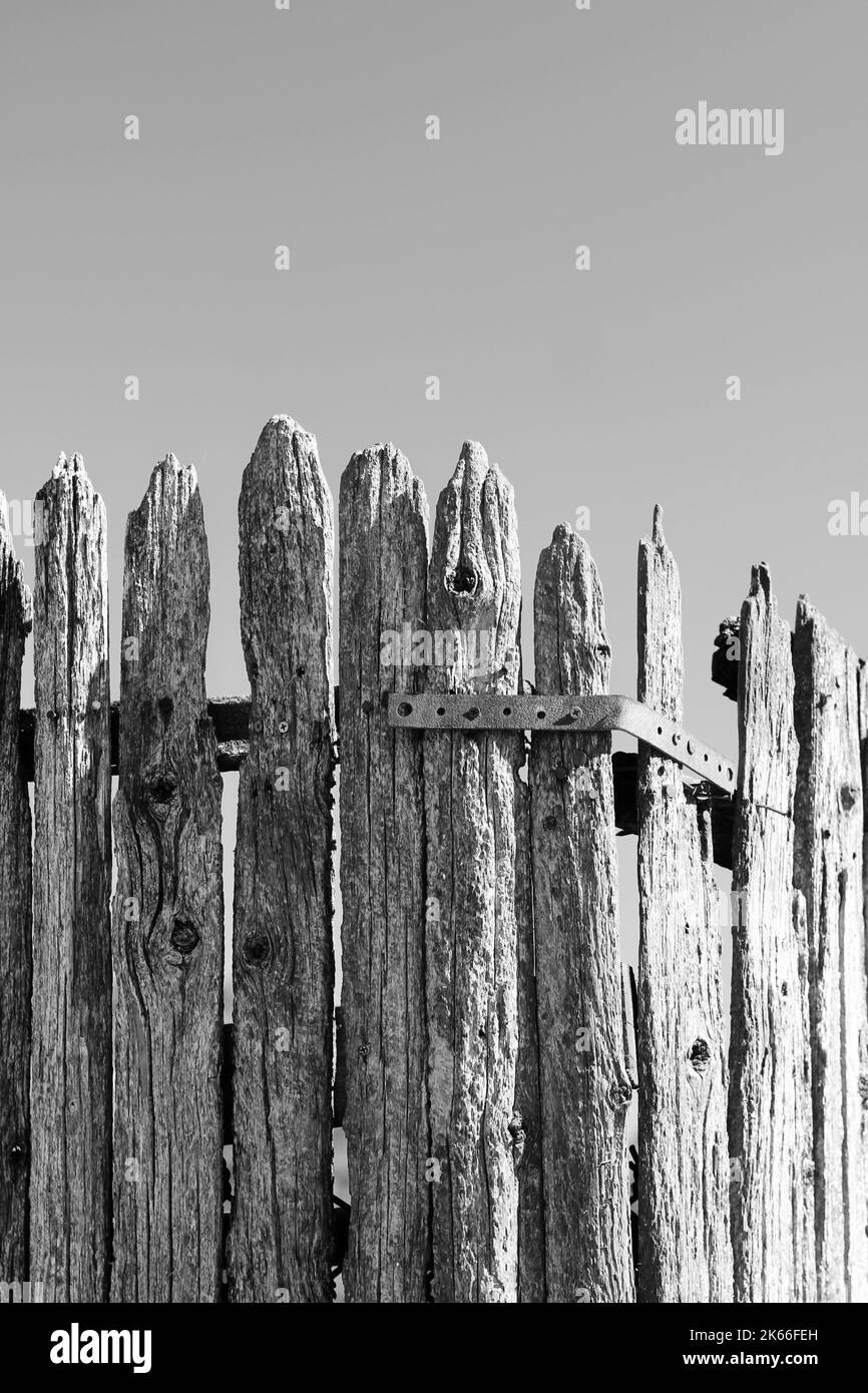 Solid wood fence Black and White Stock Photos & Images - Alamy