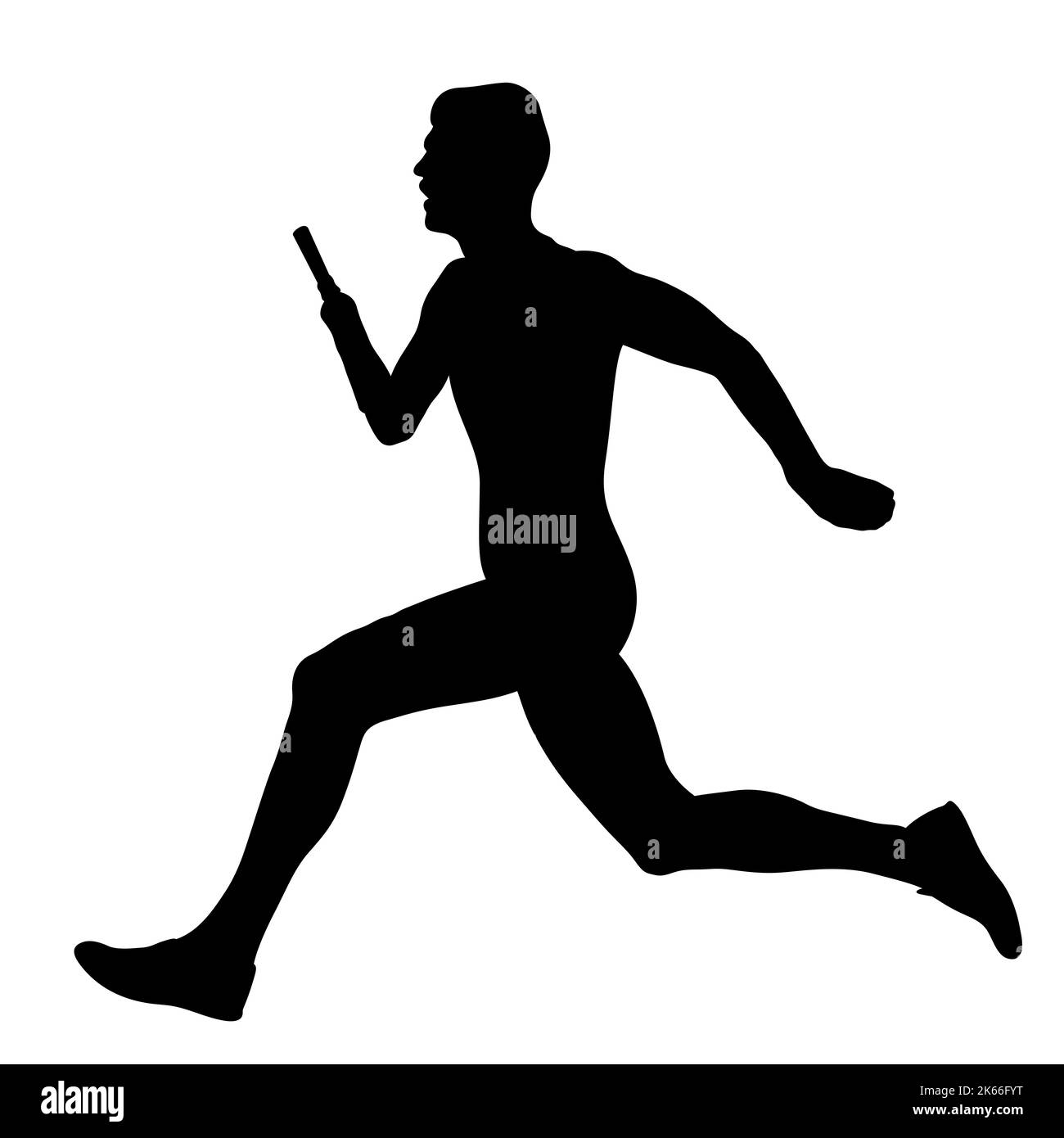 disabled athlete without hand running black silhouette Stock Photo